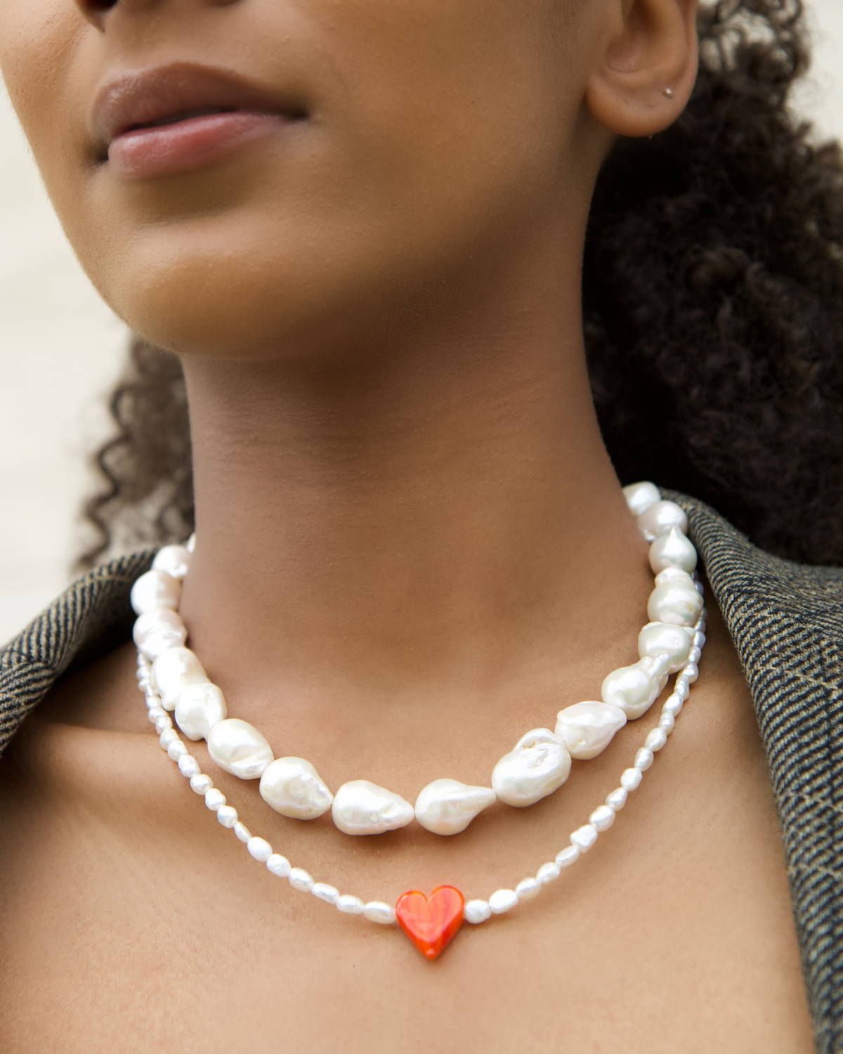 Positano Necklace with White Baroque Pearls