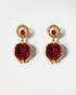 Pomegranate-inspired red jade earrings with gold-plated brass setting