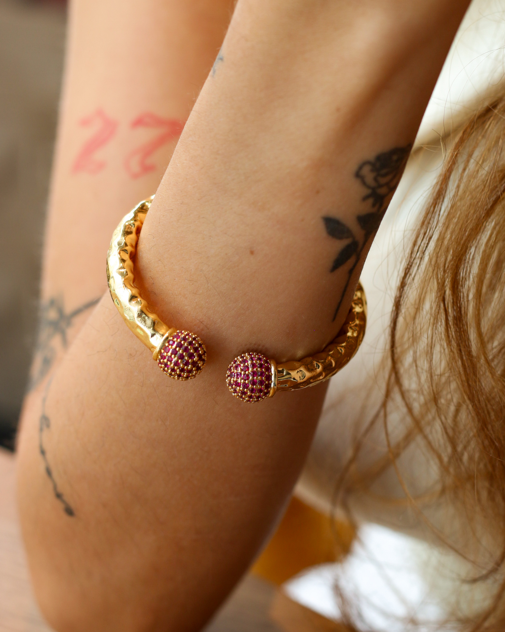 Selene cuff bracelet worn on wrist
