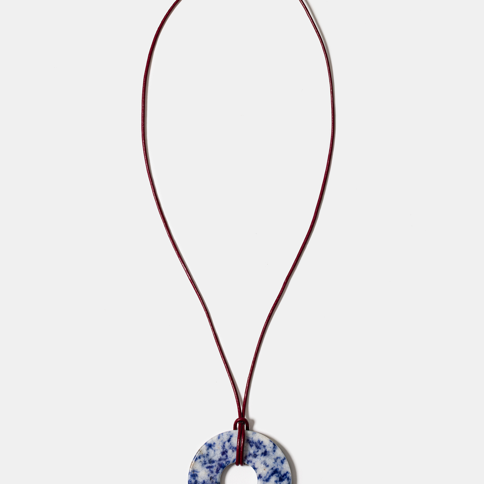 Lapis lazuli donut pendant cord necklace