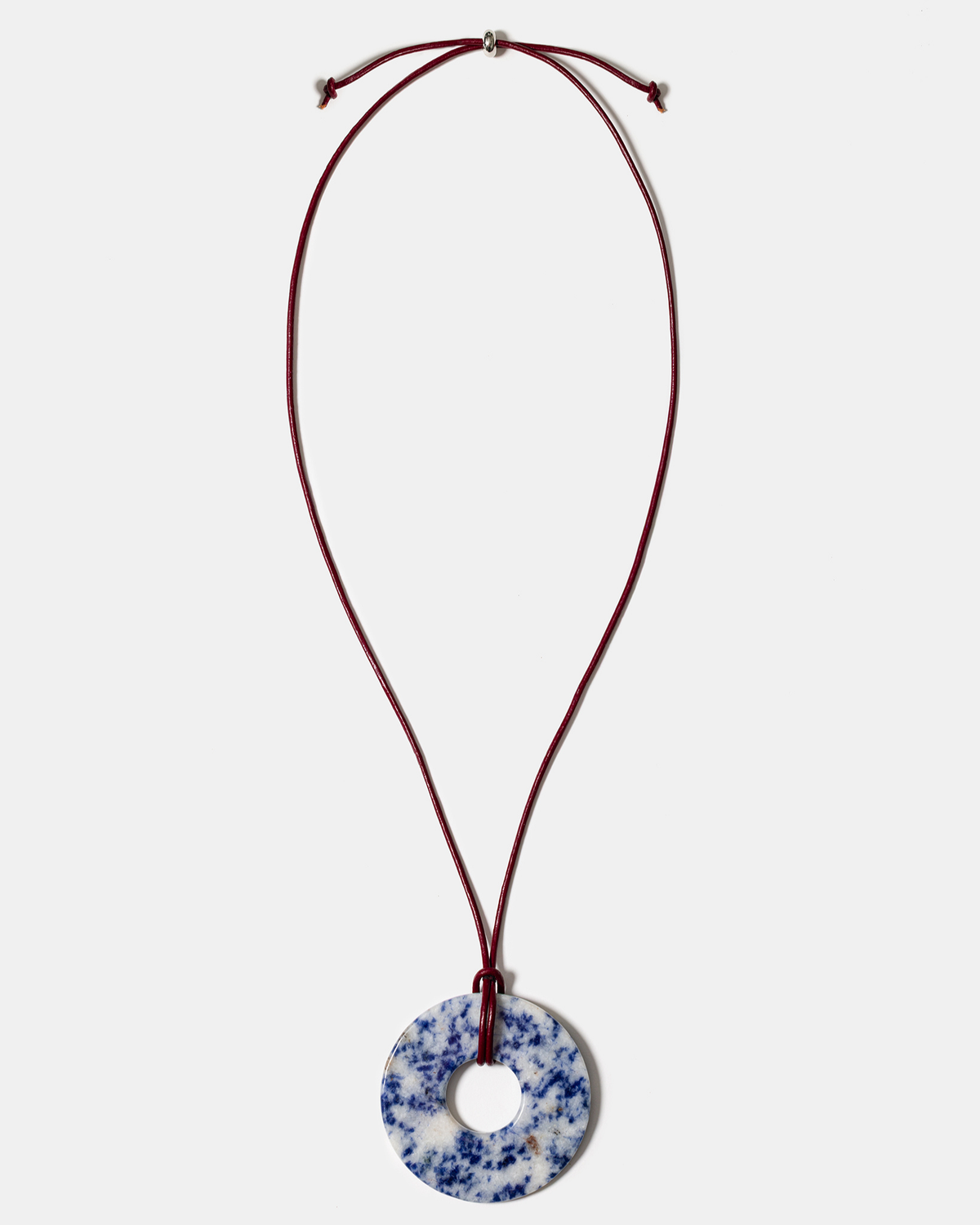 Lapis lazuli donut pendant cord necklace