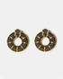 Blue zircon donut hoop earrings in gold-tone finish