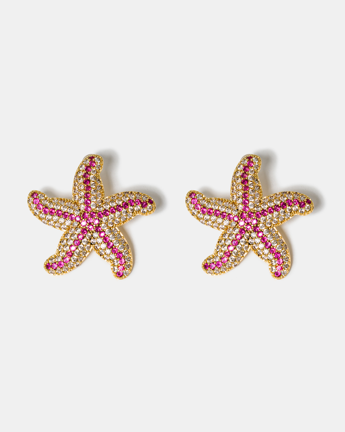 Pink zircon starfish stud earrings