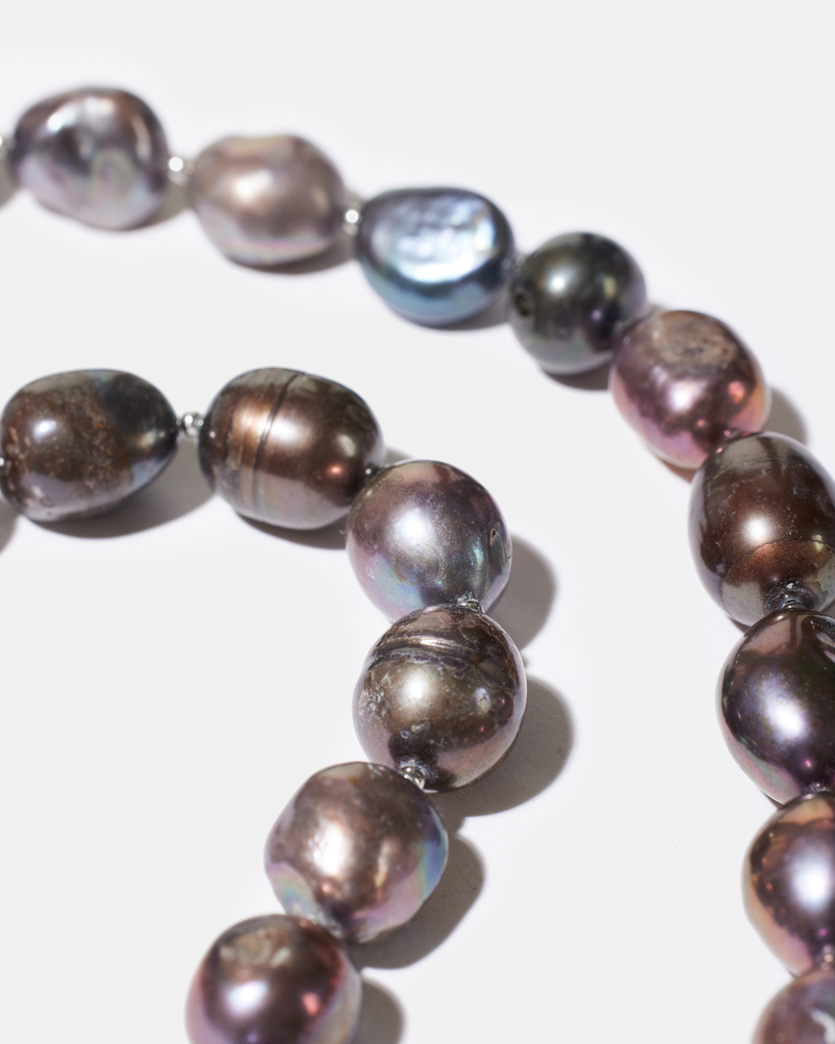 Black pearl necklace close-up detail