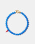 Blue agate bead necklace with handmade red glass chili pepper charm