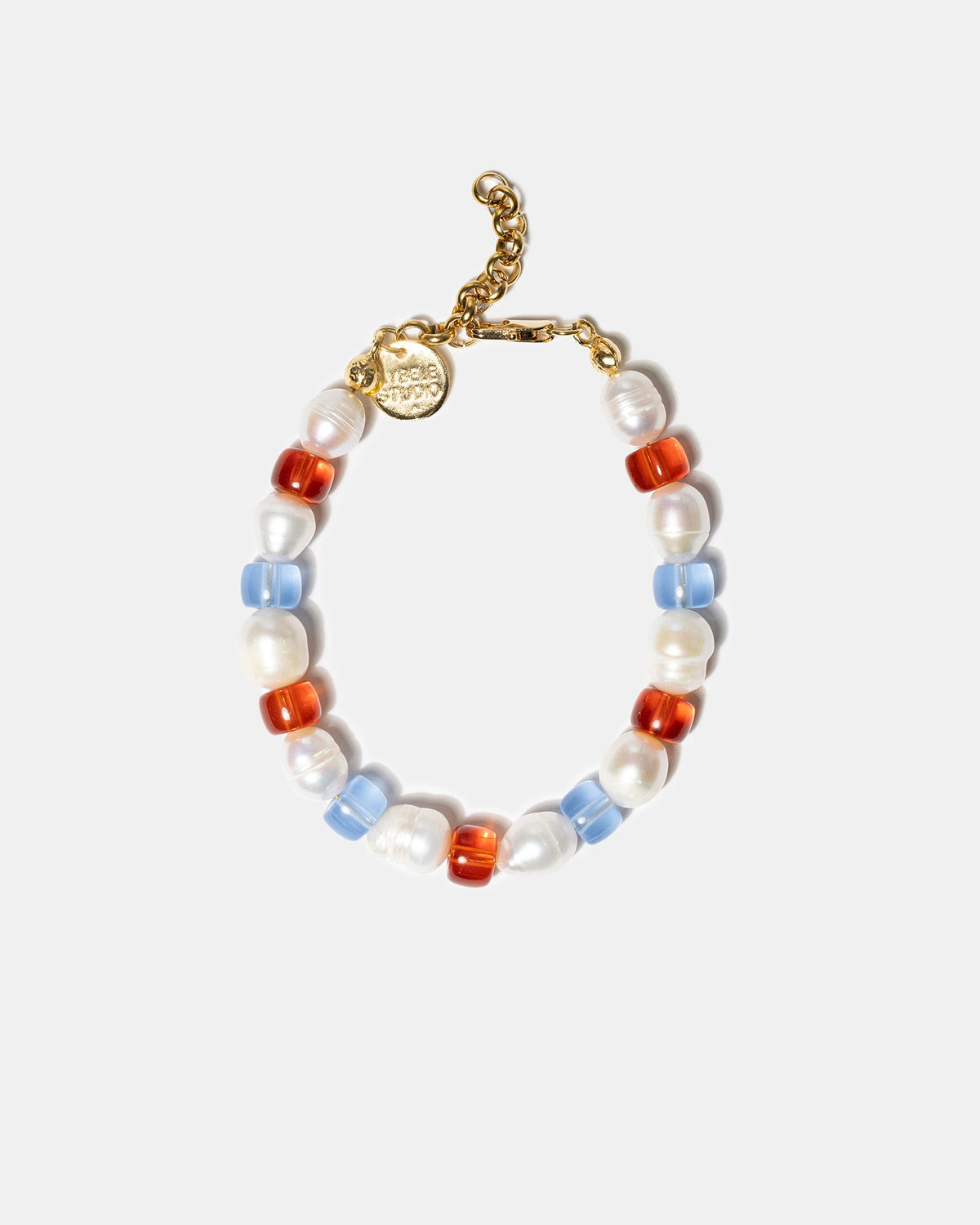 Colorful freshwater pearl bracelet with glass beads
