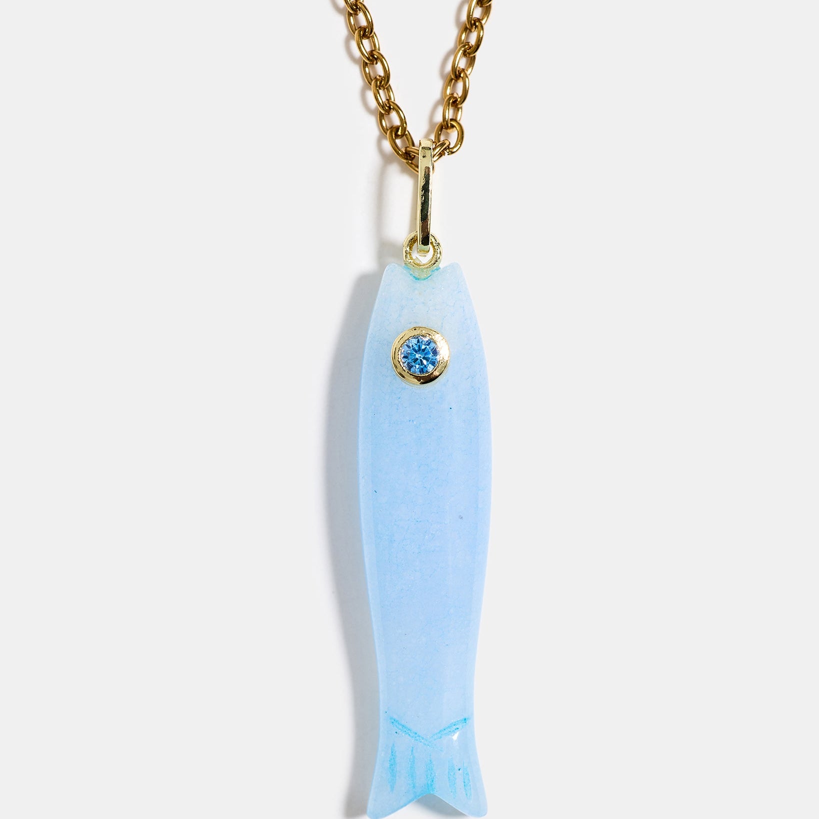 Blue Quartz Fish Pendant Necklace