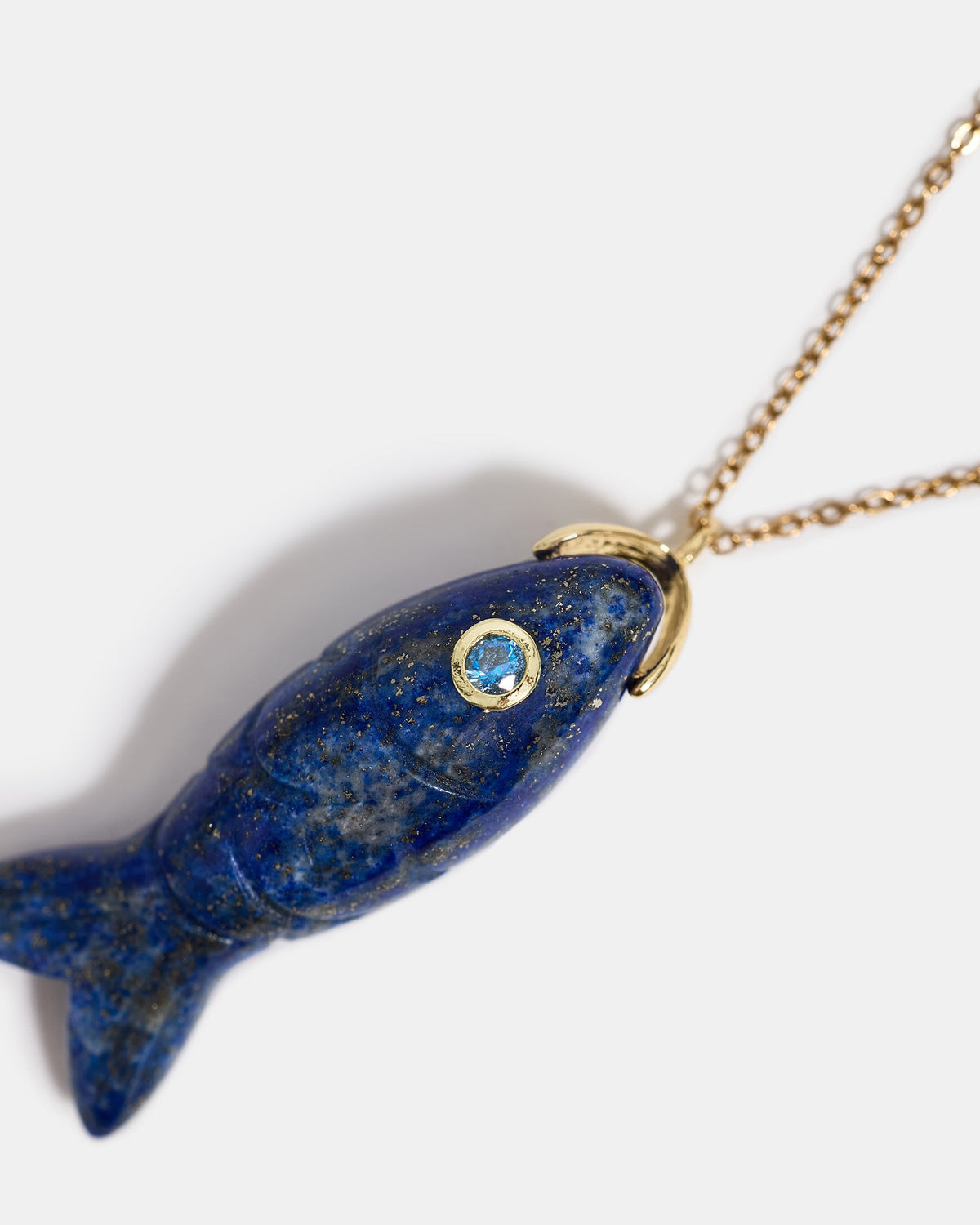 Lapis Lazuli Fish Pendant Necklace