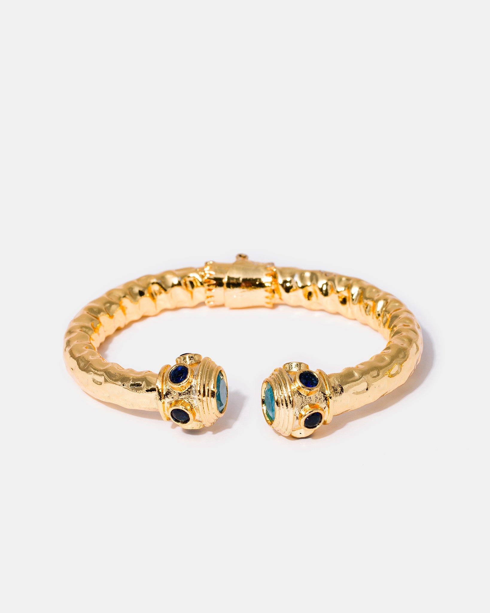 Gold-plated zircon bangle bracelet with sculptural open design