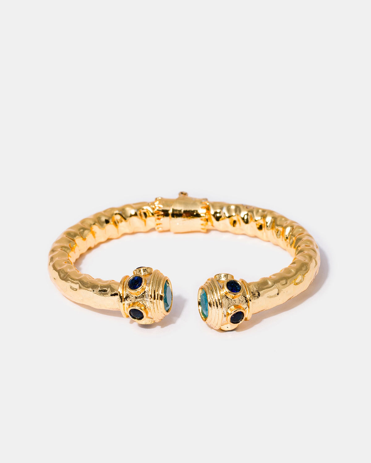 Gold-plated zircon bangle bracelet with sculptural open design