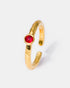 Gold ruby hammered gemstone ring