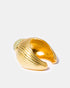 Gold prehnite ring sculptural profile