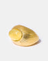 Gold oval prehnite ring side view