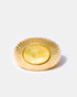 Gold oval prehnite ring with natural green gemstone