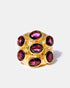 Gold amethyst multi-gemstone cocktail ring with violet stones