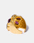 Side profile of gold amethyst gemstone ring