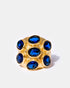 Gold sapphire multi-gemstone cocktail ring with oval blue stones