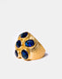 Gold sapphire cocktail ring angled view
