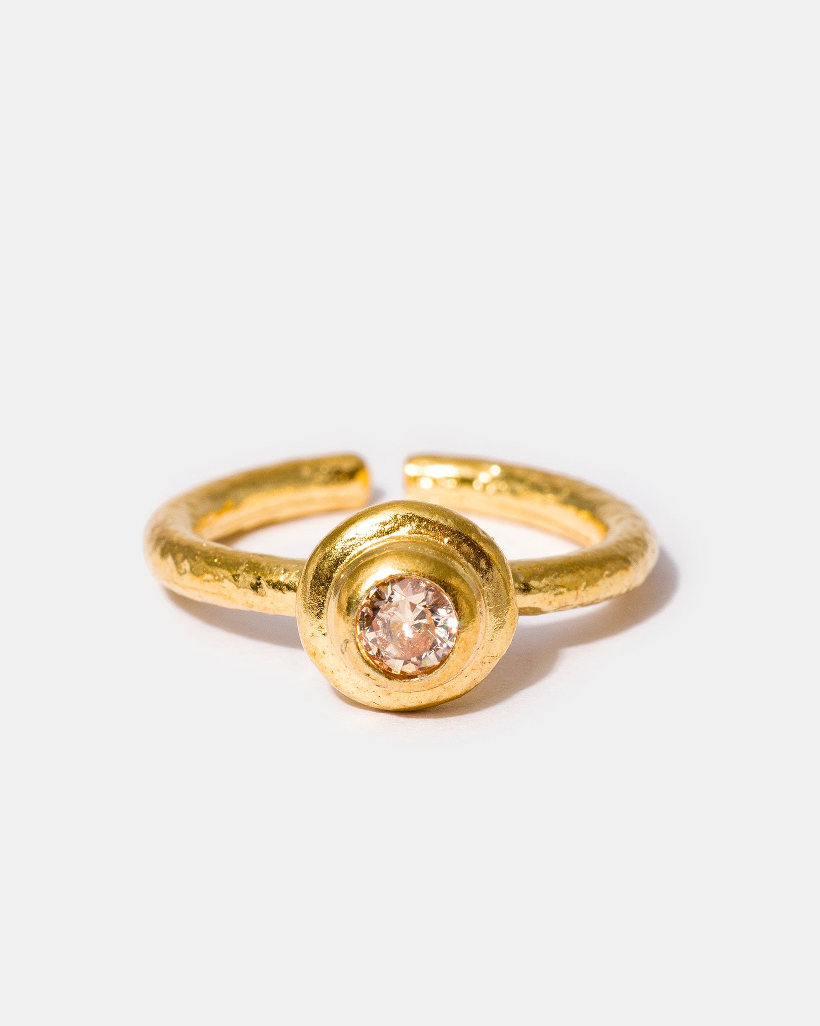 Gold gemstone ring with champagne cubic zirconia