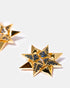 Gold star earrings close-up