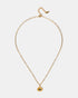 Full-length gold necklace with eye-shaped pendant