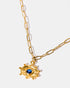 Gold eye talisman pendant necklace with sapphire blue stone