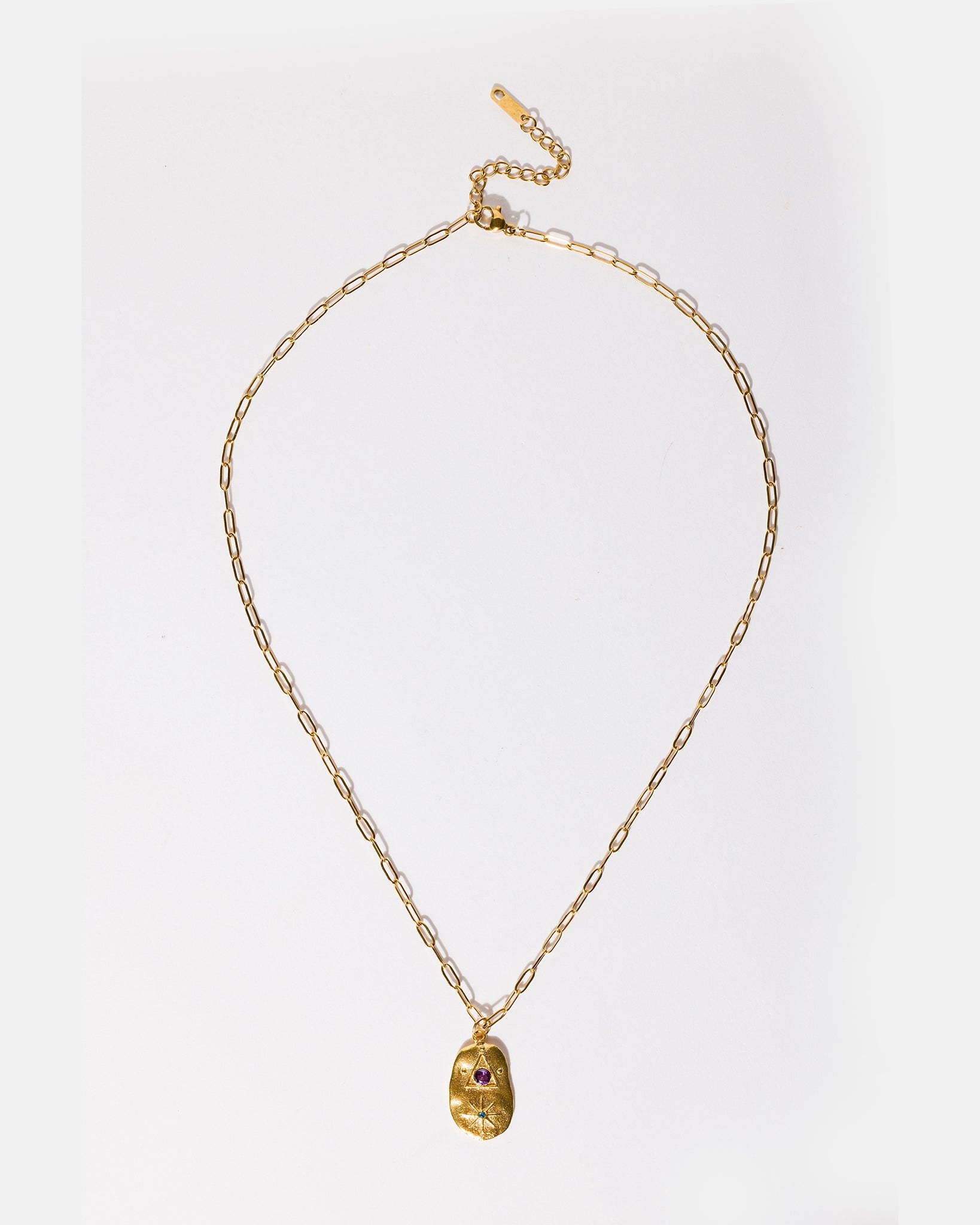 Full-length gold talisman pendant necklace