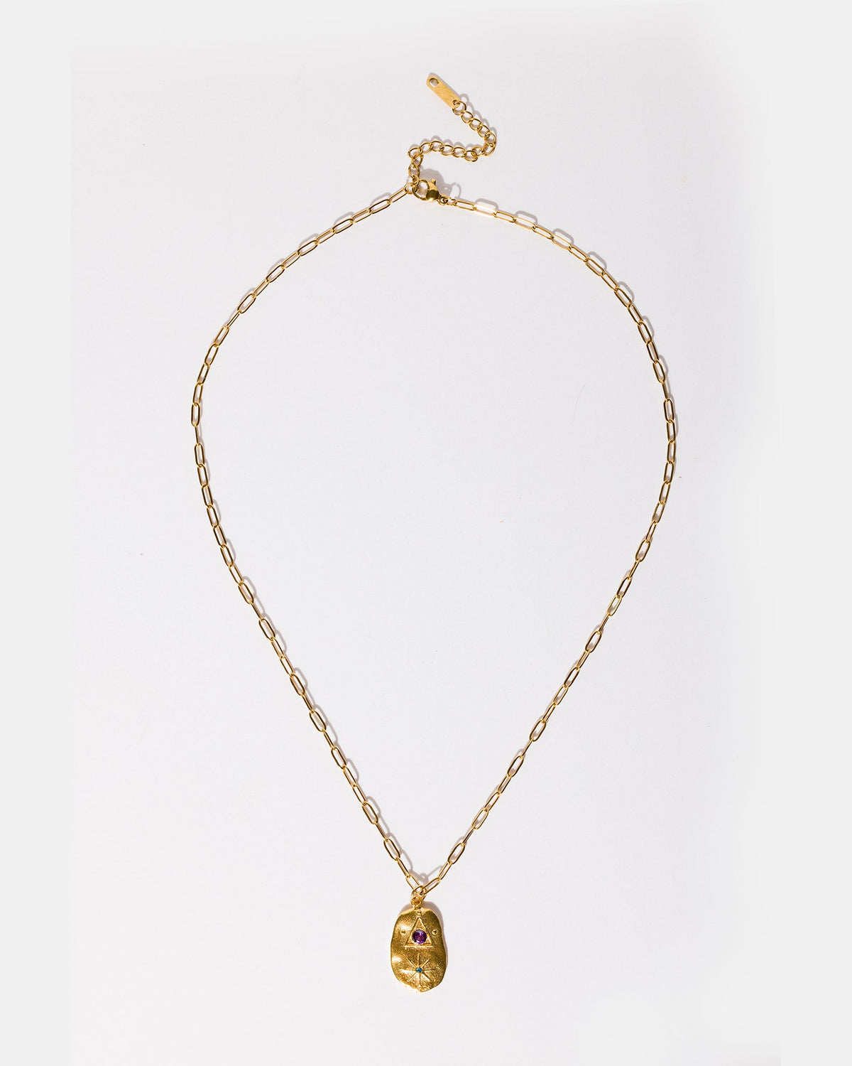 Full-length gold talisman pendant necklace