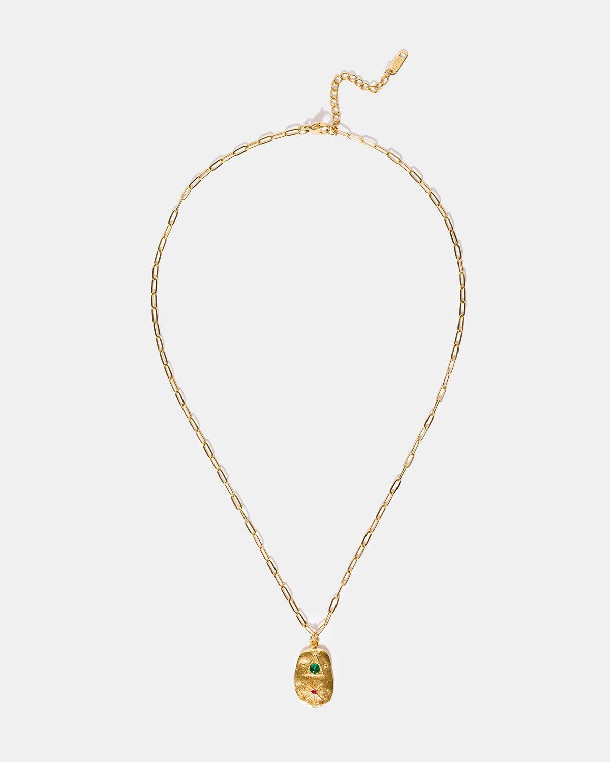 Full-length gold talisman pendant necklace