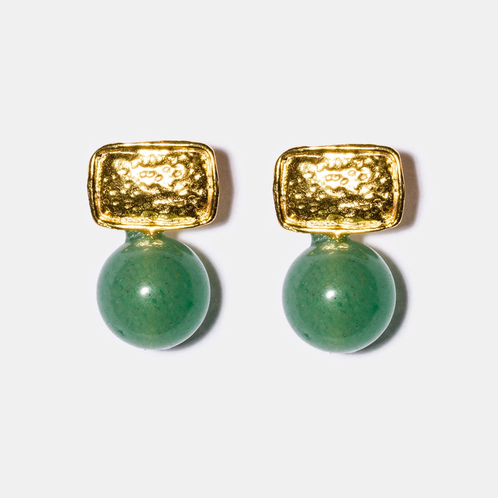 Prehnite drop earrings flatlay