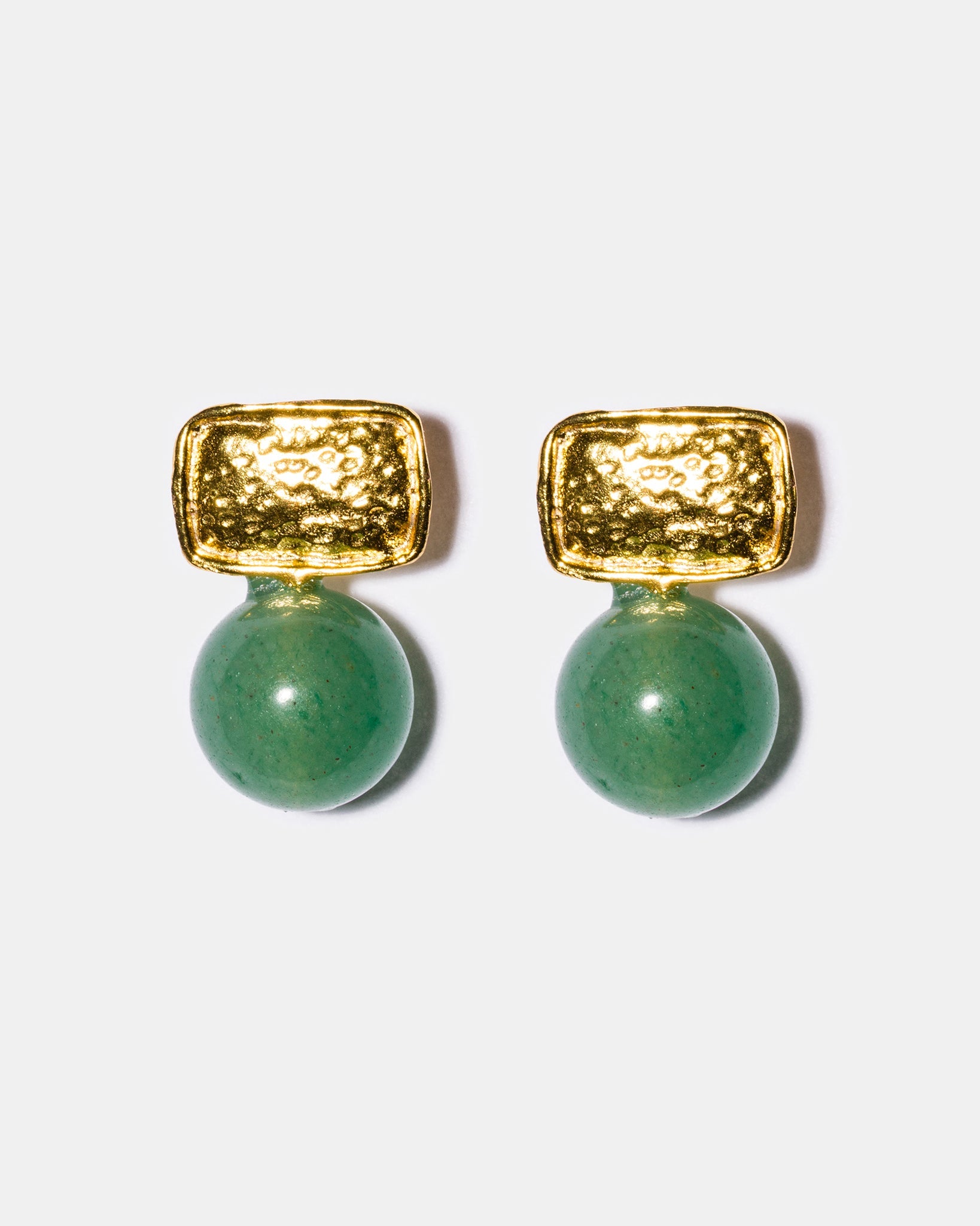 Prehnite drop earrings flatlay