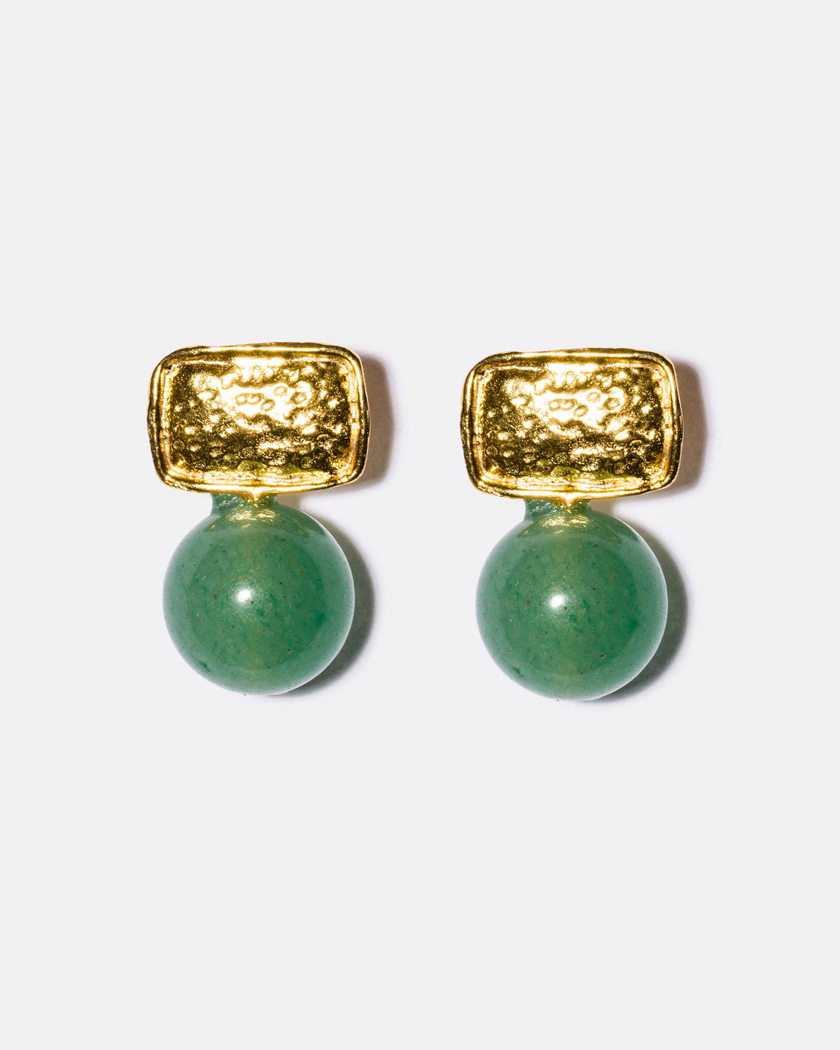 Prehnite drop earrings flatlay