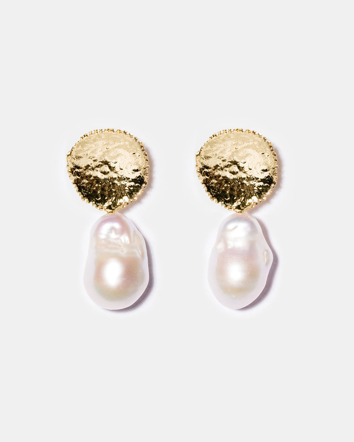 Baroque pearl drop earrings flatlay