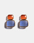 Amber and blue Cat’s Eye earrings flatlay