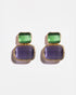 Emerald and purple Cat’s Eye earrings flatlay