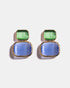 Emerald and sky blue Cat’s Eye earrings flatlay
