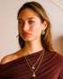 Vintage-inspired emerald medallion necklace styling
