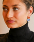 Bold orange and blue statement earrings