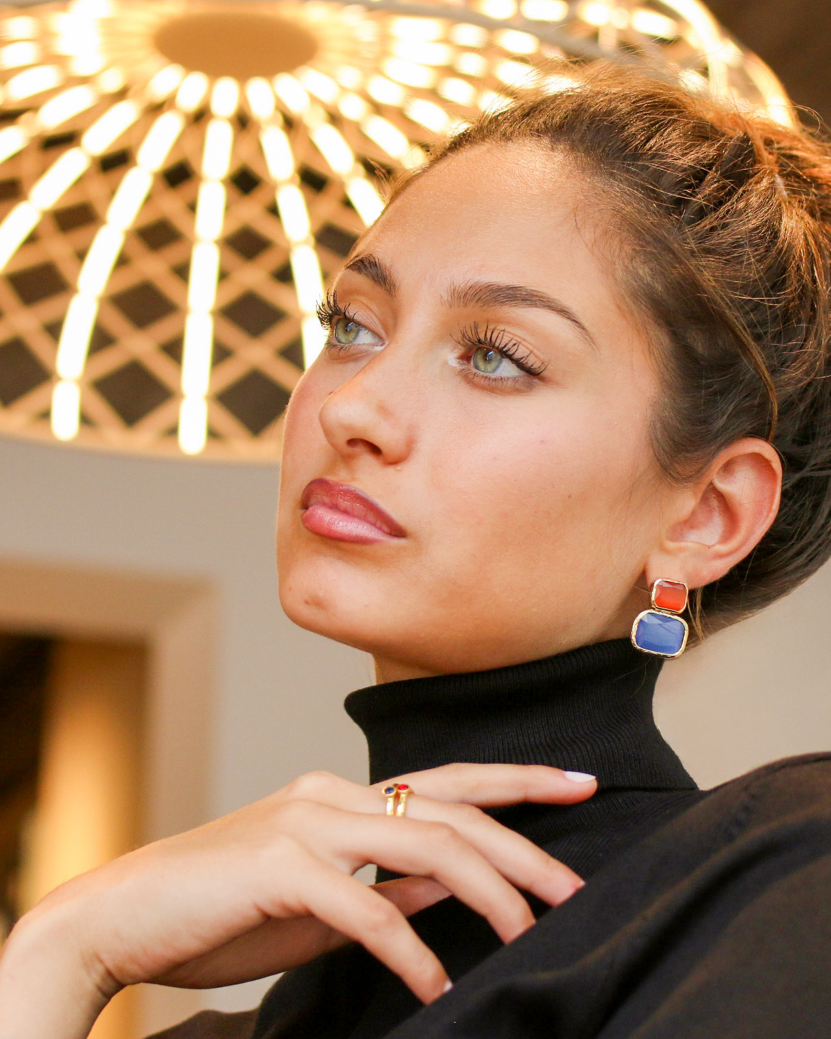 Luxury Cat’s Eye earrings editorial