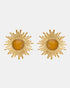 Celestial radiance citrine earrings with sunburst design and 18k gold-plated brass