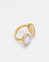 Side view of Lunar Pearl ring showcasing gold-plated finish and natural freshwater pearl