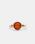 Amber Glow Cat's Eye adjustable ring with golden orange cat eye gemstone and zircon details