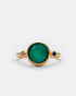 Emerald Horizon Cat's Eye adjustable ring with green cat eye stone and zircon accents