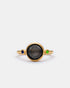 Midnight Aura Cat's Eye adjustable ring with black cat eye stone and gold-plated brass band