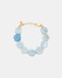 Hexagonal aquamarine gemstone bracelet with gold-plated accents