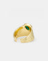 Side detail of Radiant Ripple ring showcasing textured gold finish and colorful zircon accents