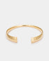 Inscribed Minimalist gold-plated cuff bracelet featuring engraved geometric patterns