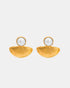 Pearl and textured gold crescent statement earrings in 18K gold plated brass
