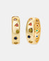 Kaleidoscope gold hoop earrings with colorful cubic zirconia stones