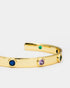 Multicolor Gemstone gold-plated cuff bracelet featuring vibrant zircon stone accents